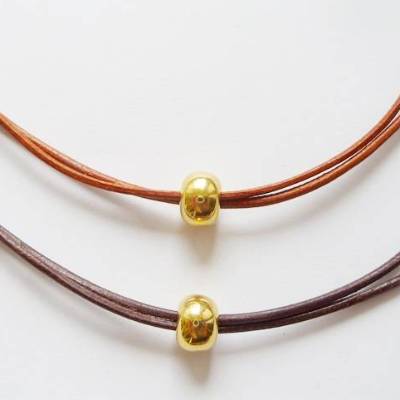 Verstellbare geknotete Kette mit Metallperle - Lederkette,Surferkette,Geschenk Freund/Freundin,modern,trendy,unisex