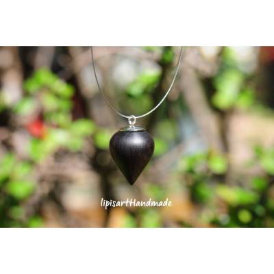 Collier – Edle Holztropfen Grenadill gedrechselt m. Silberschließe 925 L:44,5 cm Geschenk