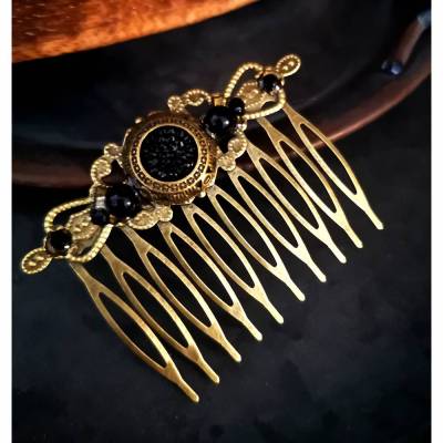Haarkamm im Vintage-Stil, schwarz-bronze