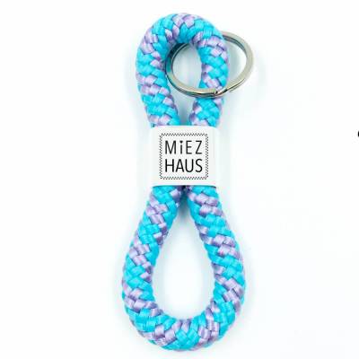 Schlüsselanhänger Miezhaus, Geschenk-Idee für Katzen-Freunde, Segelseil 24 Farben
