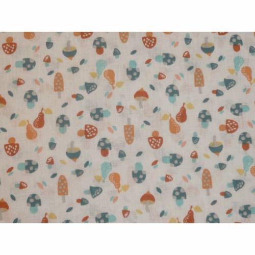 10,90 EUR/m Stoff Baumwolle Fungo / Glückspilze Pilze auf weiß