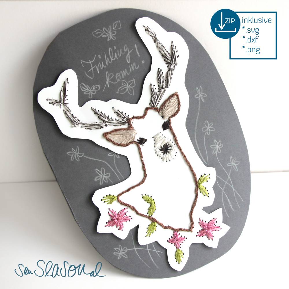 Plottdatei Hirsch, Plotterdatei für Folien oder Papier, Stickkarte, Fadengrafik, als svg und dxf Bild 1