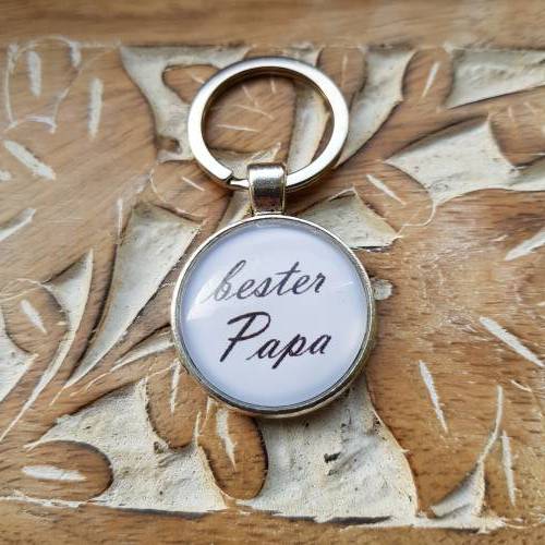 bester Papa Schlüsselanhänger Cabochon silberfarbe 25mm Geschenkidee