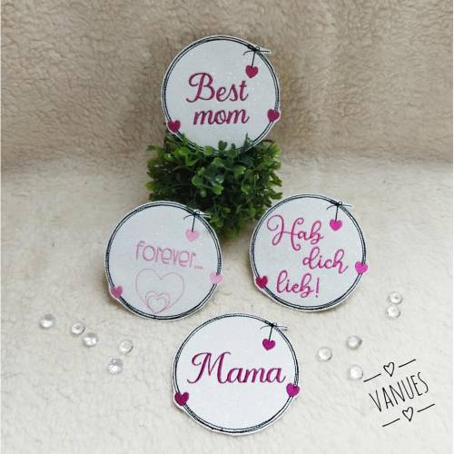 Mama/Muttertag Doodle Rahmen 10x10 Stickdatei
