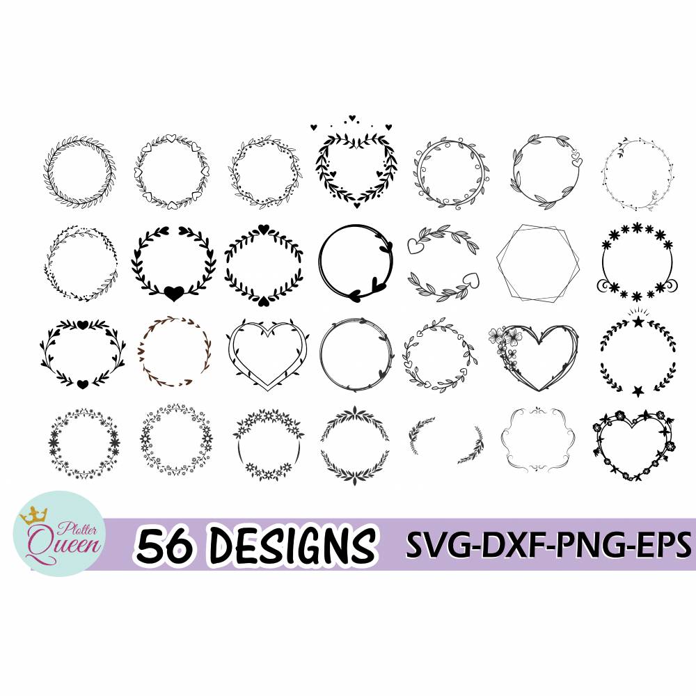 Plotterdatei Wreath Bundle Kranz Rahmen Umrandung SVG DXF PDF SVG Bild 2