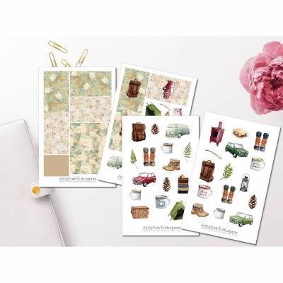 Wandern Sticker Set | Aufkleber | Journal Sticker | Planer Sticker | Sticker Wandern, Urlaub, Reisen, Weltkarte, Landkar