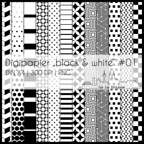 Digipapier black & white #01 zum ausdrucken, plotten, scrappen, basteln und mehr