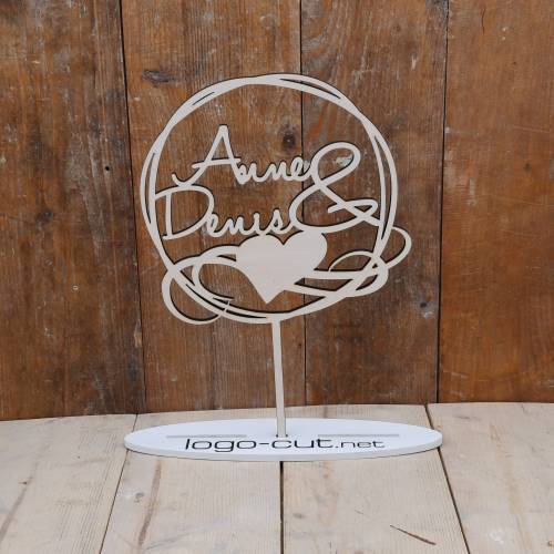 Holz Cake Topper Hochzeit personalisiert V25