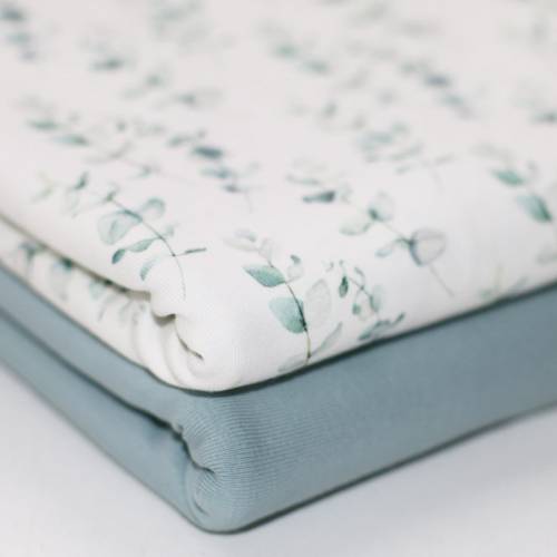 ab 50cm JERSEY Eukalyptus Stoff - Pflanzen Druckstoff