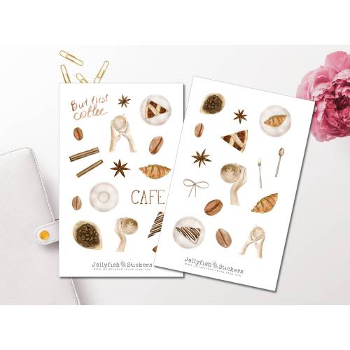 Kaffee Sticker Set | Essen und Trinken Aufkleber | Journal Sticker | Planer Sticker bullet journal sticker, Sticker Ernä