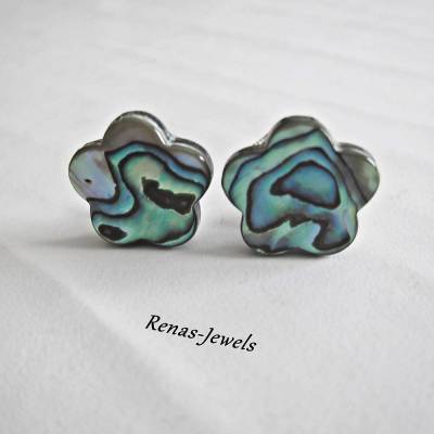 Ohrclips Abalone Paua Perlmutt Muschel Ohrringe Blume Regenbogen Farbe Perlmuttohrclips Perlmuttohrringe