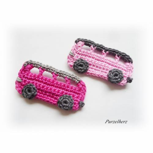Ein gehäkelter Autobus aus 2 Farbvariationen wählbar - Geschenk,Führerschein,Omnibus,Tischdeko,PURZELflitzer,rosa,pink