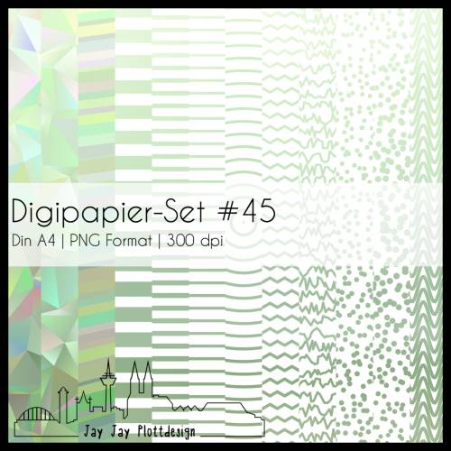 Digipapier Set #45 (grün) abstrakte und geometrische Formen zum ausdrucken, plotten, scrappen, basteln & mehr