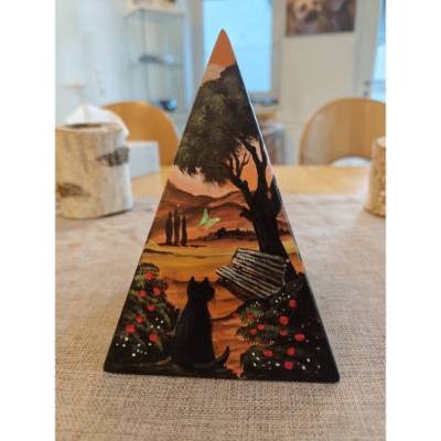 Tierurne handgemalt 0,6 L – Keramik Künstlerurne | Handarbeit & Unikat - Pyramide