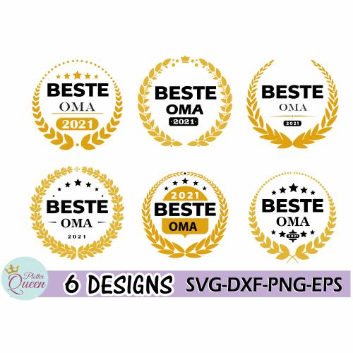 Plotterdatei Beste Oma 2021 im Kranz SVG DXF PDF SVG