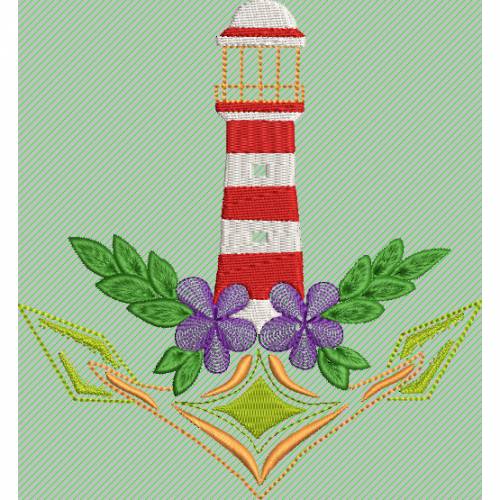 Stickdatei Anker Leuchtturm Blume14x15cm