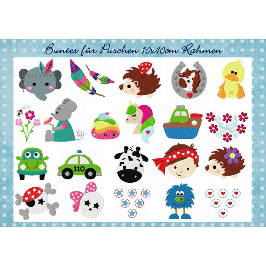 Stickdatei Buntes für Krabbelpuschen 10x10cm Bild 1