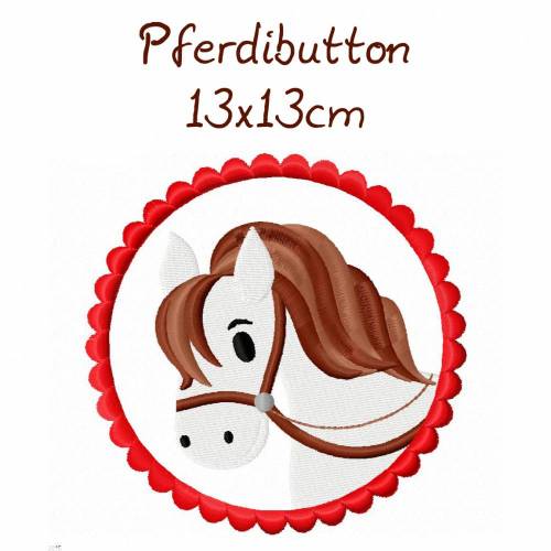 Stickdatei Pferdi als Button 13x13cm