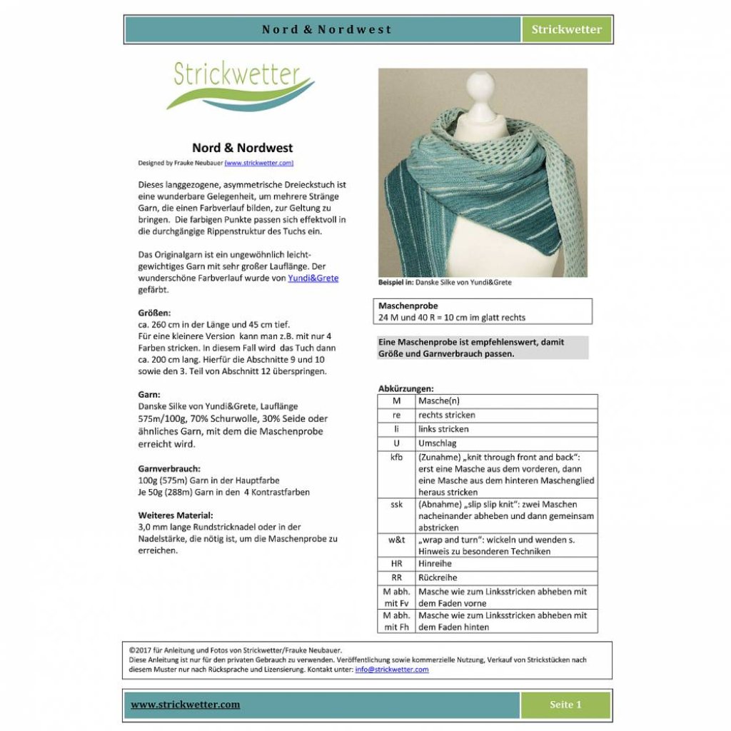 Strickanleitung großes Dreieckstuch mit Farbverlauf Nord & Nordwest Bild 8