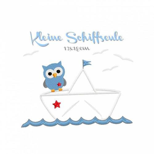 digitale Datei,Stickdatei Kleine Schiffseule 13x18cm