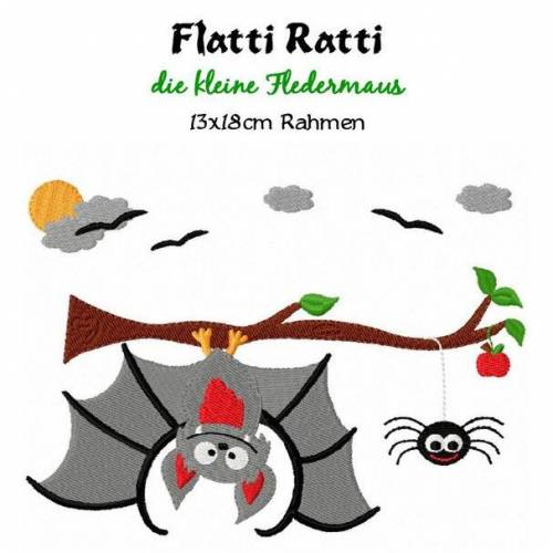 Stickdatei Fledermaus,digitale Datei,Stickdatei Flatti Ratti 13x18