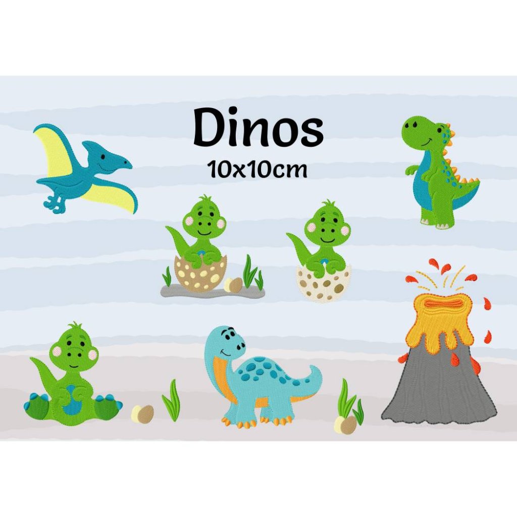 digitale Datei,Stickmuster, Stickdatei , Stickdatei Dinos 10x10cm Bild 1