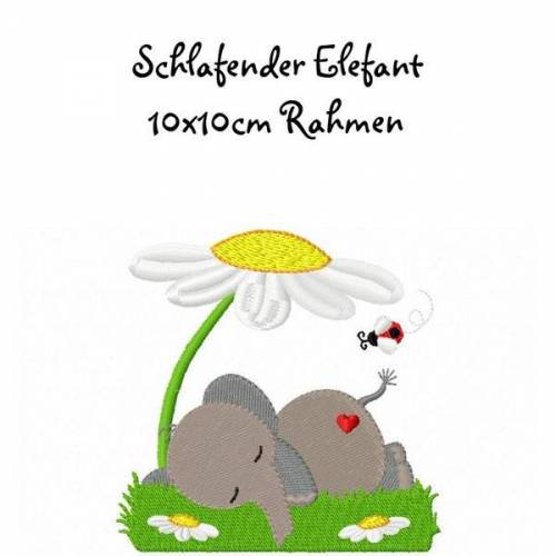 Stickdatei, digitale Stickdatei,Stickdateien Schlafender Elefant 10 x10 cm