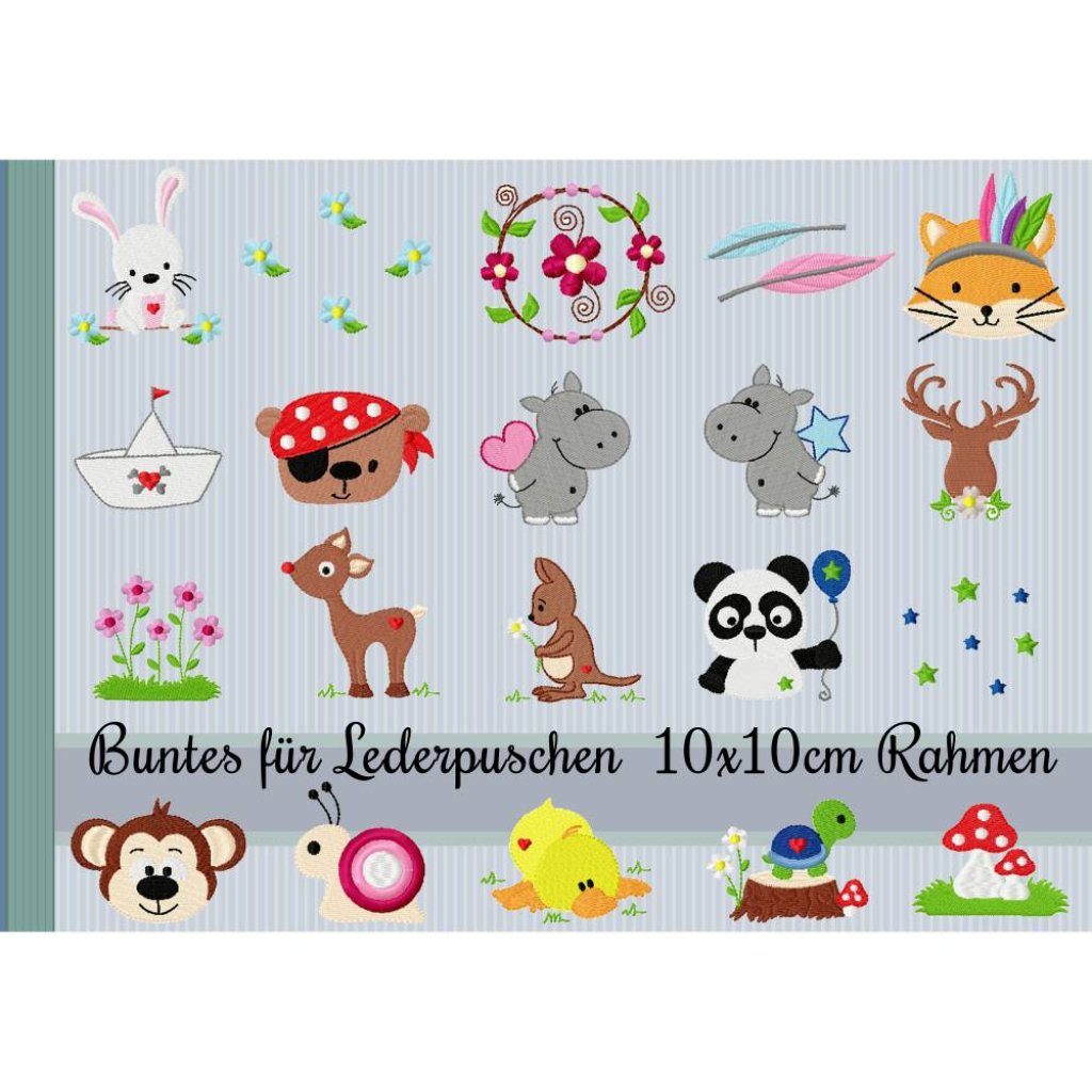 Stickdatei,digitale Datei, Buntes für Lederpuschen 10x10cm Bild 1