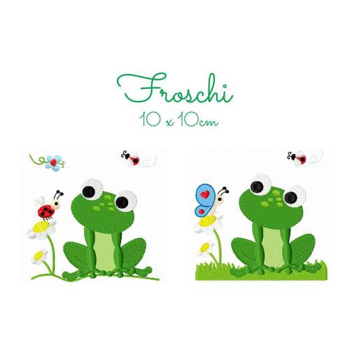 Stickdatei Frosch, digitale Stickdatei,Stickdateien Froschi 10x10cm