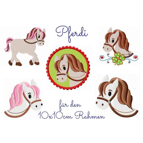 Stickdatei, digitale Stickdatei,Stickdateien Pferdi 10x10cm