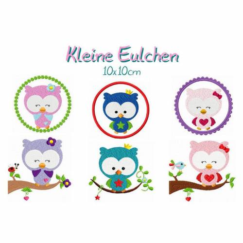 Stickdatei, digitale Stickdatei,Stickdateien Kleine Eulchen 10x10cm