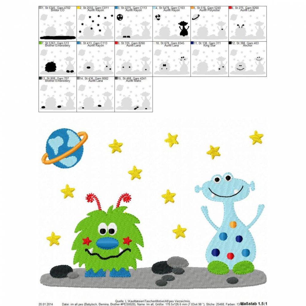 Stickdatei Im Weltall 13x18 cm Bild 3