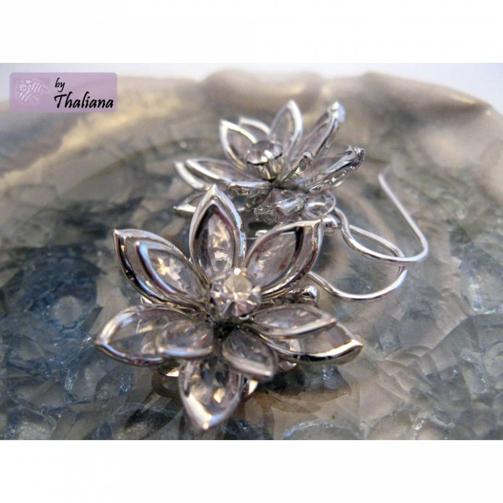 ECHT SILBER Ohrringe Funkelblüten transparent Bild 3