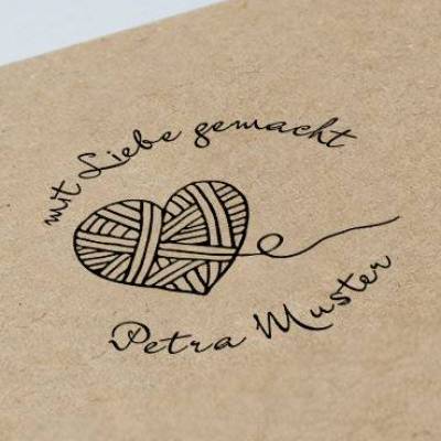 Mit Liebe gemacht - Garnknäul - Häkeln - Stricken - Personalisierter Stempel rund - 262