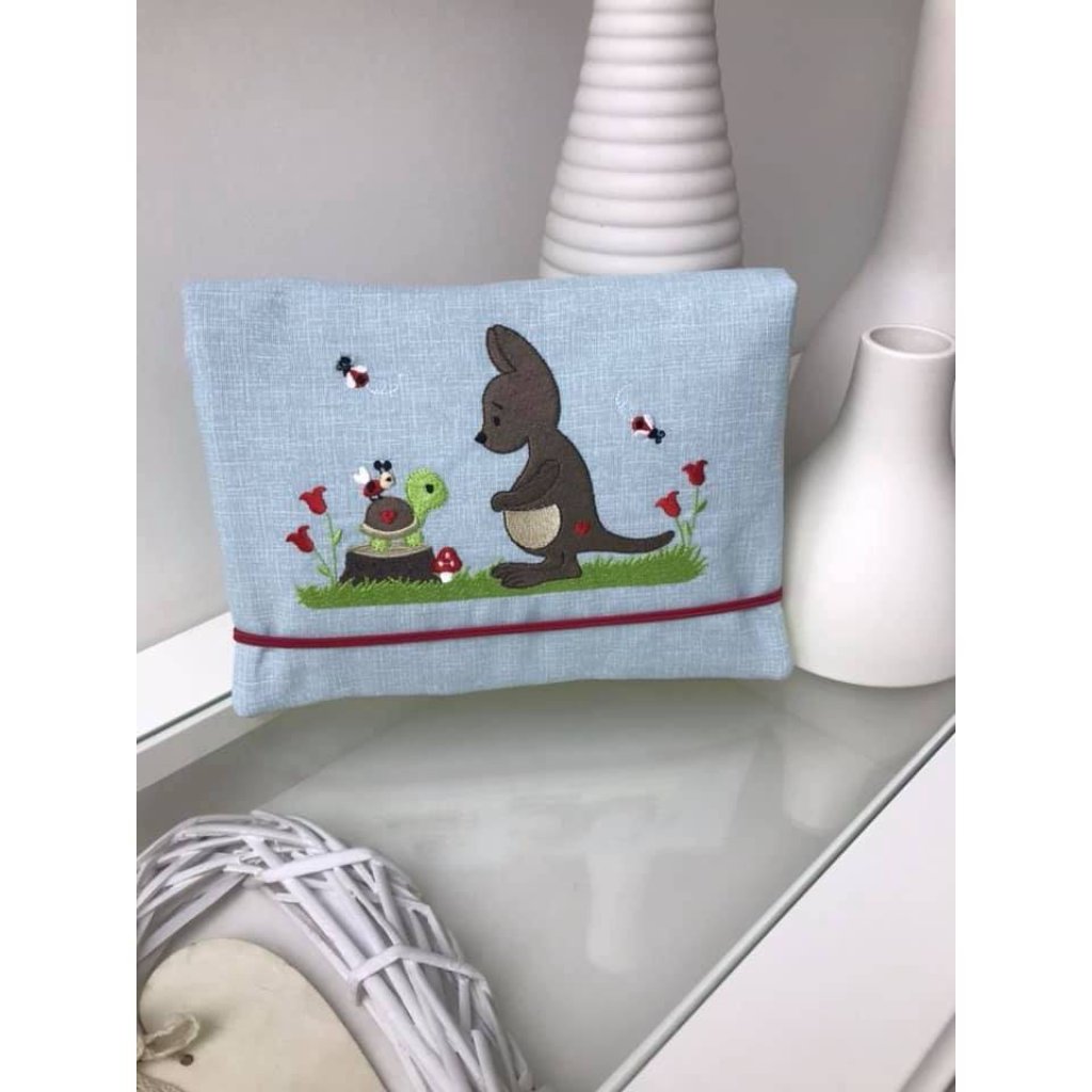 digitale Datei, Stickdatei  Känguru und Schildchen 13x18cm Bild 3