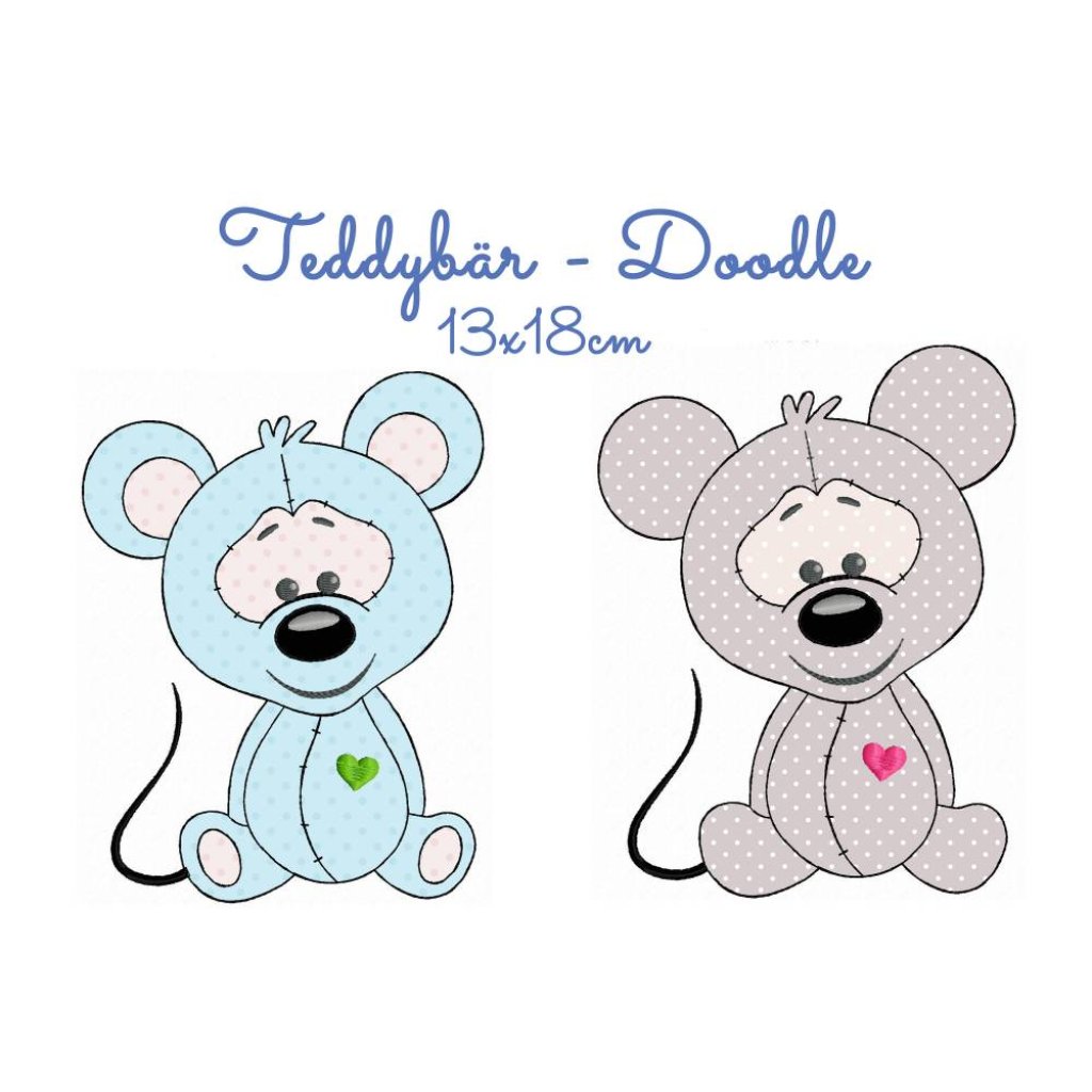 Stickdatei, digitale Stickdatei,Stickdateien Teddy-Doodle 13x18cm Bild 1
