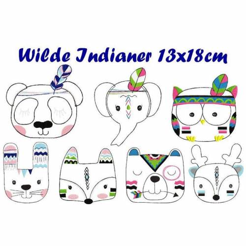 Stickdatei Wilde Indianer 13x18cm