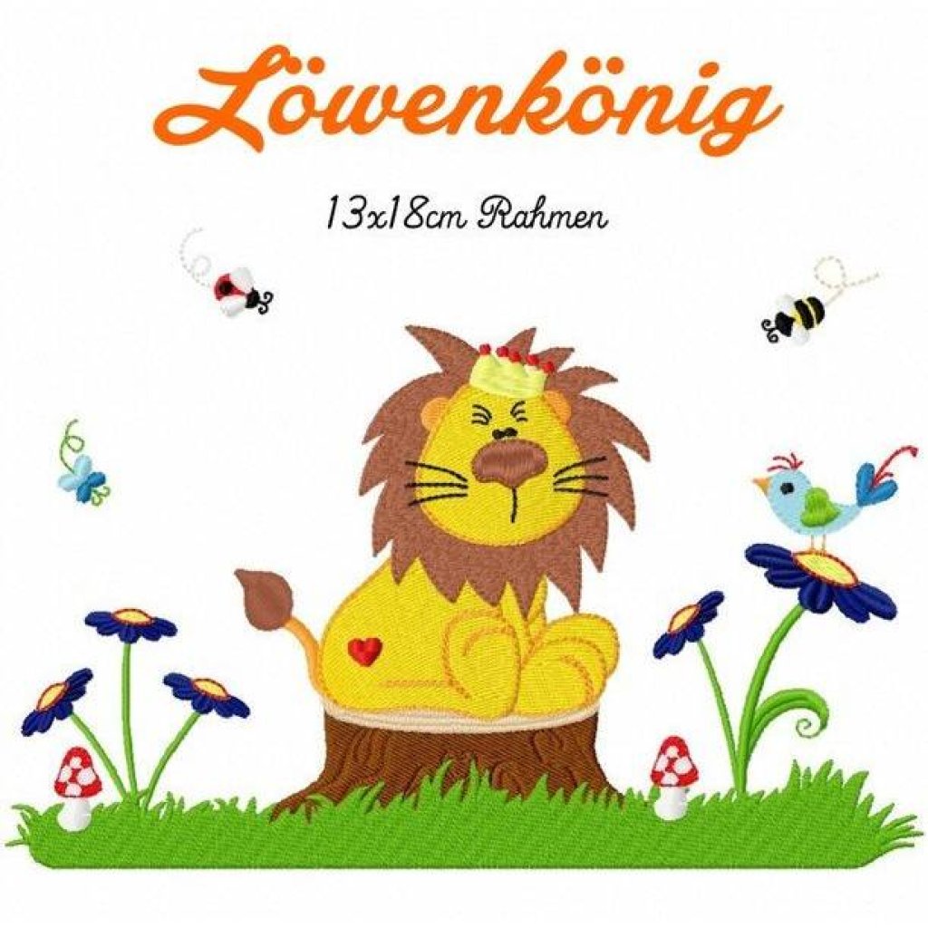 digitale Datei,Stickdatei Löwe, Löwenkönig 13x18 Bild 1
