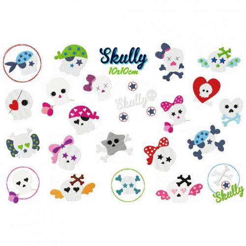 Stickdatei, digitale Stickdatei,Stickdateien Skully 10x10