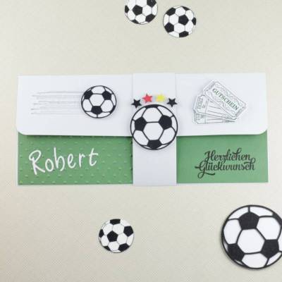 Originelle Geschenkhülle für Fußball-Ticket Einladung Geschenkverpackung grün-weiß Herrengeschenk