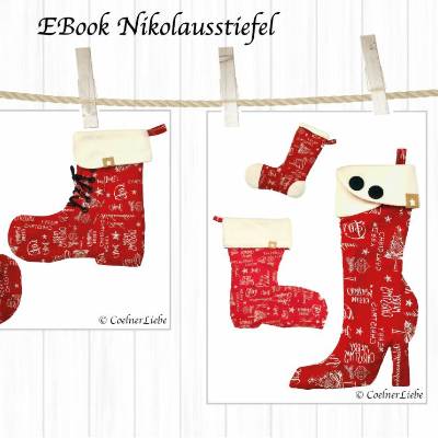 Ebook Nikolausstiefel: Schnittmuster & Nähanleitung – 5 kreative Designs im A4/A0 Format zum Ausdrucken
