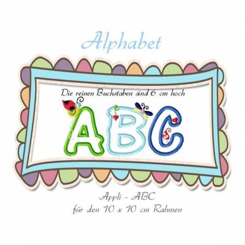 Stickdatei,Stickmuster Appli-Buchstaben 10 x 10cm