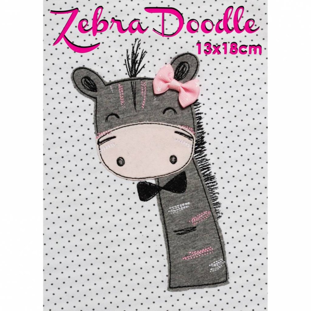 Stickmuster,digitale Datei,Stickdatei Zebra Doodle 13x18cm Bild 1