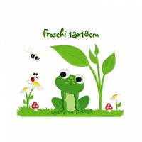 Stickdatei Frosch auf Wiese 13x18cm