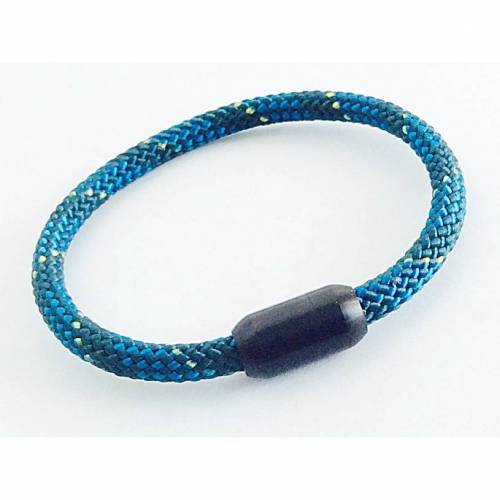 Herrenarmband aus Segeltau/Seil in Blautönen mit schwarzem Edelstahlverschluss