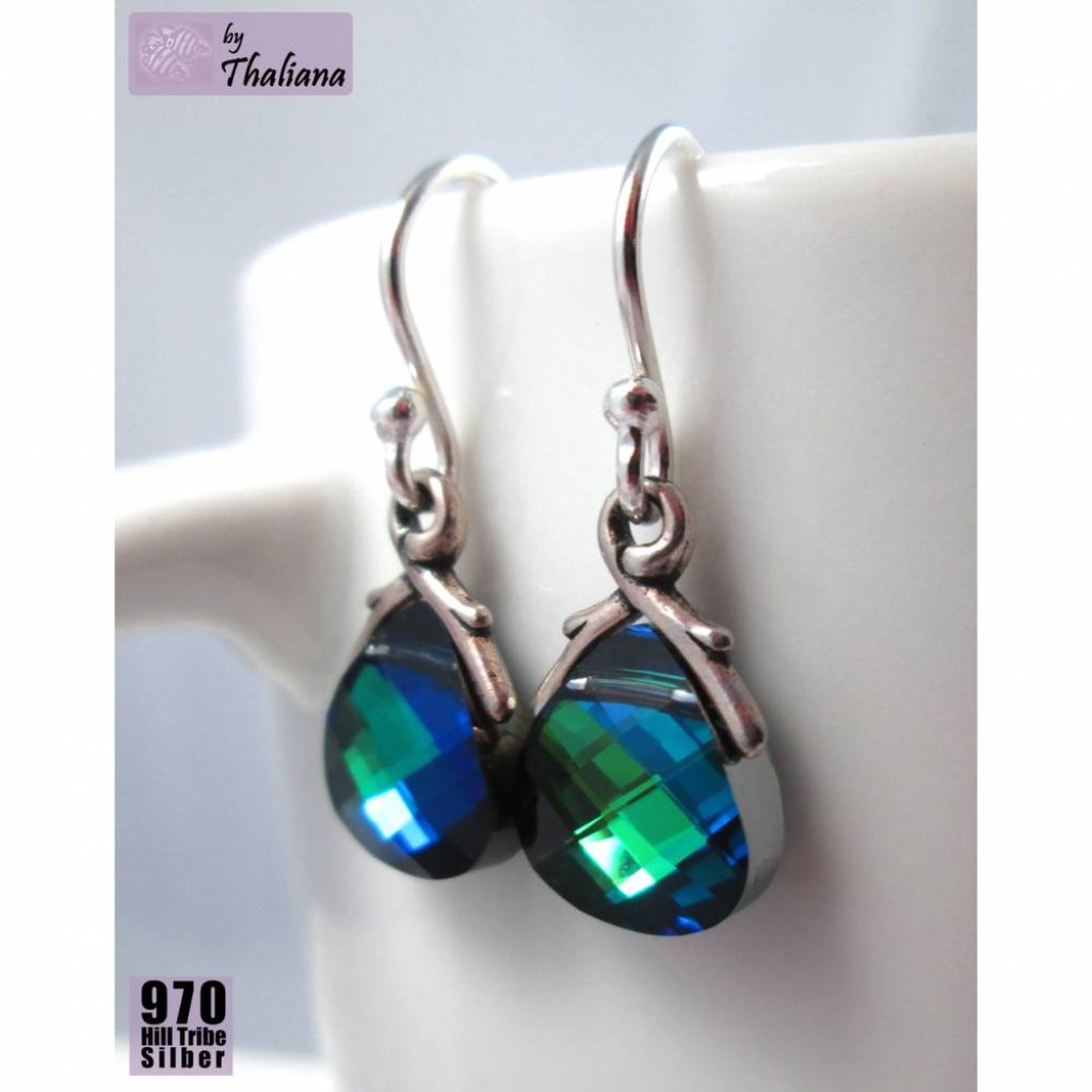 superleichte Ohrringe SONNENFÄNGER grün blau Silber Bild 1