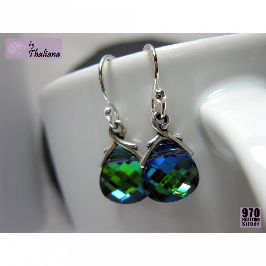 superleichte Ohrringe SONNENFÄNGER grün blau Silber Bild 3