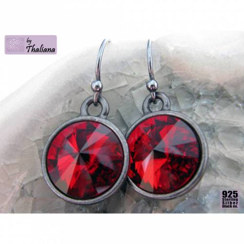Edle dunkelrote Ohrringe BLUTROT Echtsilber