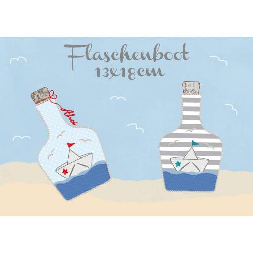 digitale Stickdatei Boot,Flaschenboot 13x18cm