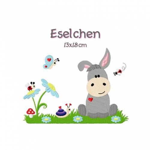 digitale Datei,Stickdatei Esel 13x18cm